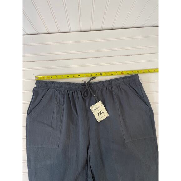 B.L.E.U. Womens Black Cowl neck Short Sleeve Top & Drawstring Short Bundle 2X - Picture 8 of 10